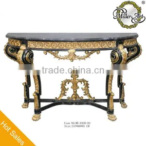 Hand Carved Gold and Black Half Round Marble Altar Table thumbnail-1