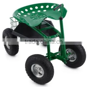 TC4501D Rolling Garden Work Seat Cart With Bucket Basket TC4501D thumbnail-1