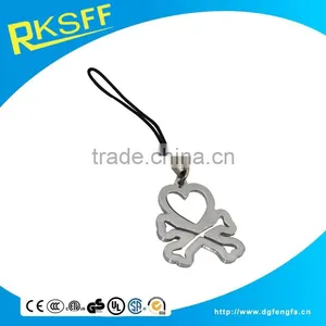 Skeleton Shaped Zinc Alloy Mobile Phone Strap With Different Diamond Color For Choose thumbnail-4