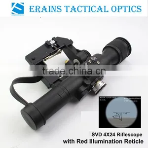 Military Standard Riflescope With SVD 4X24 Red Illuminated Reticle Rifle Scope thumbnail-1