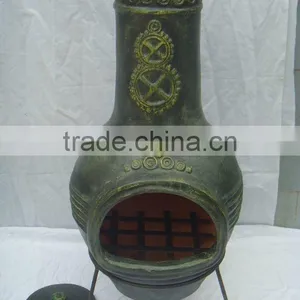 Clay Chimeneas Fire Pit With BBQ Grill and Metal Stand thumbnail-5