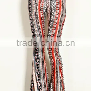 New Model Pants BOHEMIAN STRIPE PRINT JERSEY KNIT BELL BOTTOM PANTS 2018 New Arrivals thumbnail-4