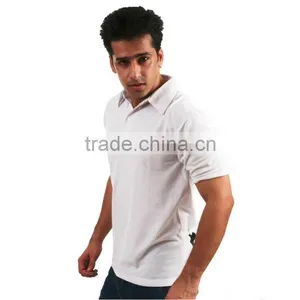 Fashion Men's Bulk White Plain Stand Neck T-shirt Shirt for Men Polo thumbnail-2