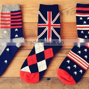 Winter 2014 New Tide Cotton Comfortable Lattice Star Spell Color Dress Socks EML-9-1807 thumbnail-1