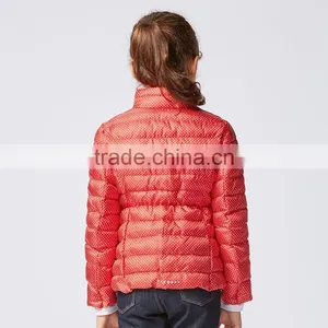 Girls Light Warm Padded Jacket in Red Printed Colour thumbnail-3
