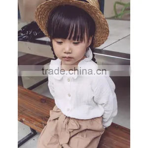 1-6 Years 2017 New Wholesale Autumn Cotton Full Sleeves Solid Color Girls Blouses thumbnail-5