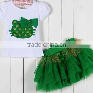 S80005T, Baby's Girls Kids Children's Suits,Girls Clothing Sets Lovely Big Flower T-shirt + Tutu Skirt 3D Bow Skirt thumbnail-3