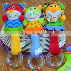 Cute Animal Rattle Insert Baby Educational Plush Toys With Ring in Colorful Beans thumbnail-5