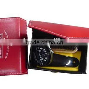 2015 Fashionable Red Square Leather Shoe Polish Set/Shoe Care Kit Factory thumbnail-3