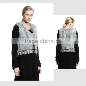 YR584 Beautiful Tassel Genuine Rabbit Fur Vest Women Top Quality 2015 thumbnail-6