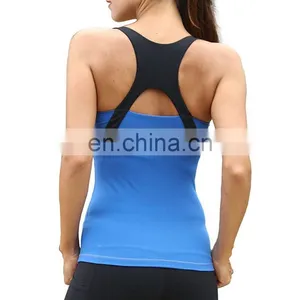 Wholesale Sport Women's Athletic Tank Top Vest Gym Seamless Nude Yoga Tops thumbnail-2