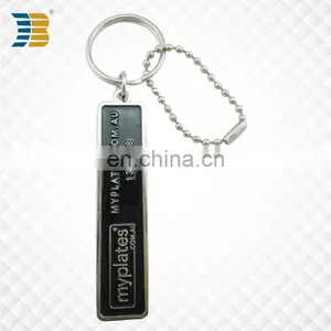 Rectangle Soft Enamel Custom Metal Keychain With Stainless Steel Beads thumbnail-3