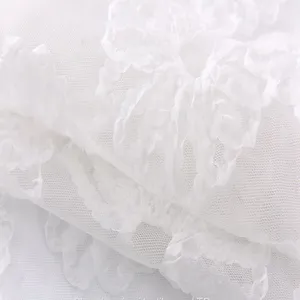 Luxury Laser Cut Flower Wedding Lace Fabric Embroidery for Clothes thumbnail-4