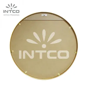 Aluminum Framed Round Mirror, Gold Round Wall Mirrors, Bathroom Mirror Metal Frame thumbnail-4