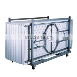 Portable Outdoor Furniture 8ft White Rectangular Plastic Foldable Banquet Catering Bbq Camping Picnic Folding Table thumbnail-5