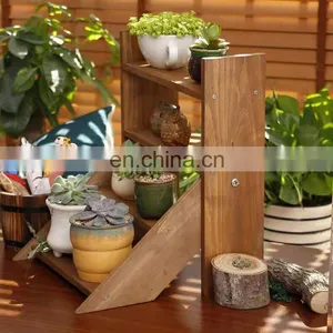 Modern Multi-Layer Stair Step Stand Flower Display Rack Wood Flower Pot Plant Shelves thumbnail-2
