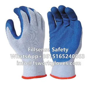 10Gauge 5Yarn(21S) Cotton Liner Crinkle Latex Coated Cotton Gloves Cotton Working Gloves thumbnail-5