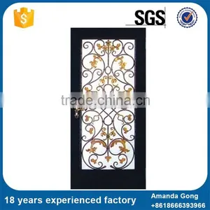 Modern Fashion Solid Flat Top Wrought Iron Double Swing Door thumbnail-2