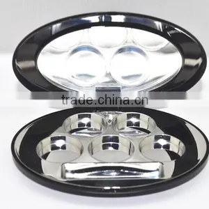Oval Compact Case With Mirror,makeup Case With Shiny Silver Inner Base thumbnail-1