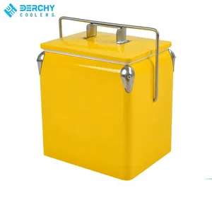 Wholesale 13L Metal Ice Cooler Stainless Steel Thermal Mini Cool Box Outdoor Portable Lunch Drink Cool Chest OEM Accept thumbnail-3