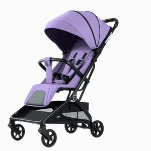 Baby Stroller Linen Fabric Ultra Lightweight One Hand Fold Travel Pushchair for Infant Toddler Fits Airplane Overhead Bin thumbnail-1