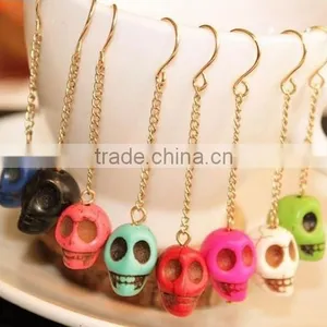Wholesale Hand Carved South Jade Human Cute Skull Pendant Earrings thumbnail-5