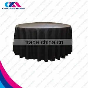 Custom Polyester Black Round Tablecloth thumbnail-3