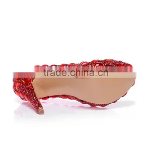 14CM High Heel Platform Wedding Shoes, Luxurious Rhinestone Glass Diamond Strass Bridal Wedding Shoes thumbnail-6