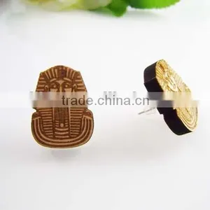 Good Quality HIP HOP WOOD Earrings Egytian Pharaoh Wooden Charm Post Pin Type thumbnail-5