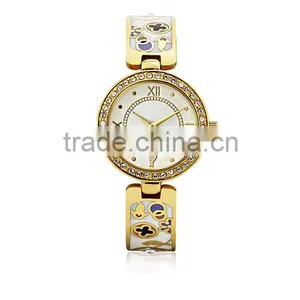 Fashion Flower Enameled Cuff Watch Beautiful Ladies Bracelete Watch thumbnail-1