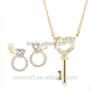 Love Heart Cubic Zirconia Best Selling 2016 18k Gold Plated Jewelry Set thumbnail-1