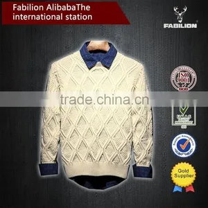Fashion Leisure European Style Men's Long-sleeved Sweater for Cream Colored Cotton Sweaters thumbnail-1