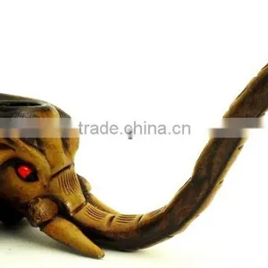 Figurine Shaped Hand Crafted Smoking Pipes - Long Trunk Elephant thumbnail-1