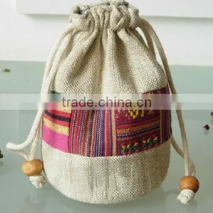 2014 New Style Canvas Bags Hemp Round Bottom Drawstring Bag Buggy Bag Wholesale thumbnail-1