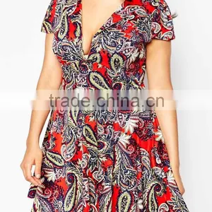 Appparel Deep V Neck Bohemia Plus Size Dresses Made in China thumbnail-3