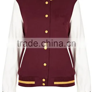 Girls' Burgandy School Style Varsity Jacket thumbnail-1