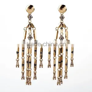 Statement Wholesale Fashion Alloy Tassel Drop Earring Vintage Crystal Pendant Earring thumbnail-1