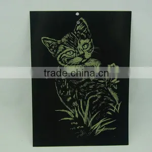EN71 Certification Engraving Card/Scratch Art Foil Paper/foil Card/Cat Designed Foil Paper Engraving Art thumbnail-1