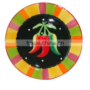 Colorful Ceramic Plates With Hot Pepper Hand Painted thumbnail-1