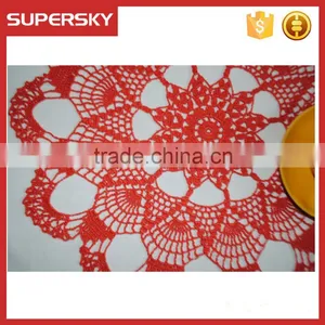 V-213 Beutiful Red Crochet Big Flower Coasters for Table Decor Lace Crochet Mug Mats thumbnail-3
