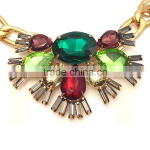 Bold Statement Necklace Consisting of Vibrant Heavy Set Crystal Necklace thumbnail-2