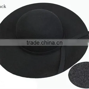 Factory Price Soft Faux Ladies Wide Brim Wool Felt Hat thumbnail-2
