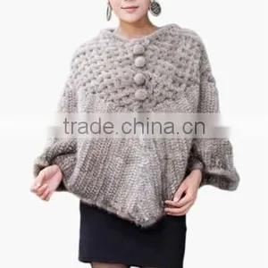 Women's Faux Fur Knitted Cape Coat thumbnail-1