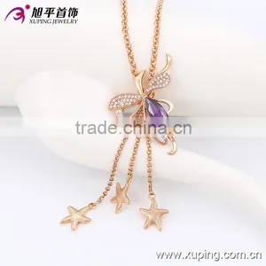 High Quality Rose Gold Plated Chain Necklace Cute Star and Flower Design for Women Girls. thumbnail-1