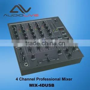 Factory Supply 4 Channel Sound Mixer MIX-4DUSB Professional Stage Sound System dj Mixer thumbnail-1