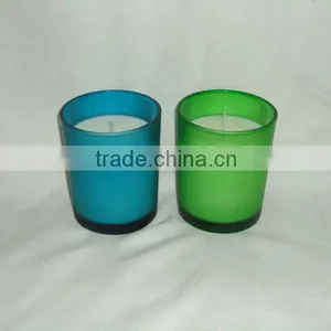 Scented Soy Candle in Green & Blue Glass Jar thumbnail-1