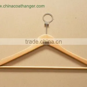 Natural Wooden Clips Garment Hotel Anti Theft Ring Wood Hospitality Coat Hanger thumbnail-2