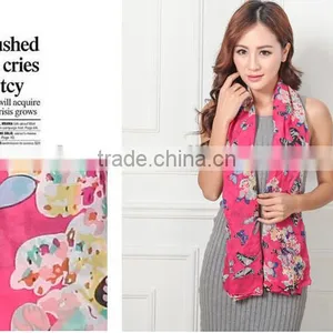 Butterfly Printed Scarf/chiffon Cheap Scarf/mix Design Fashion Scarf thumbnail-3