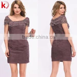 Ready To Ship Wholesale Muslim Evening Dress Short Cocktail Dress For Fat Women thumbnail-1