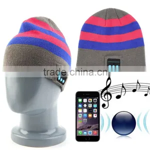 Cool Striped Wireless Bluetooth Music Knit Hat With Handsfree Smart Cap Headset thumbnail-1